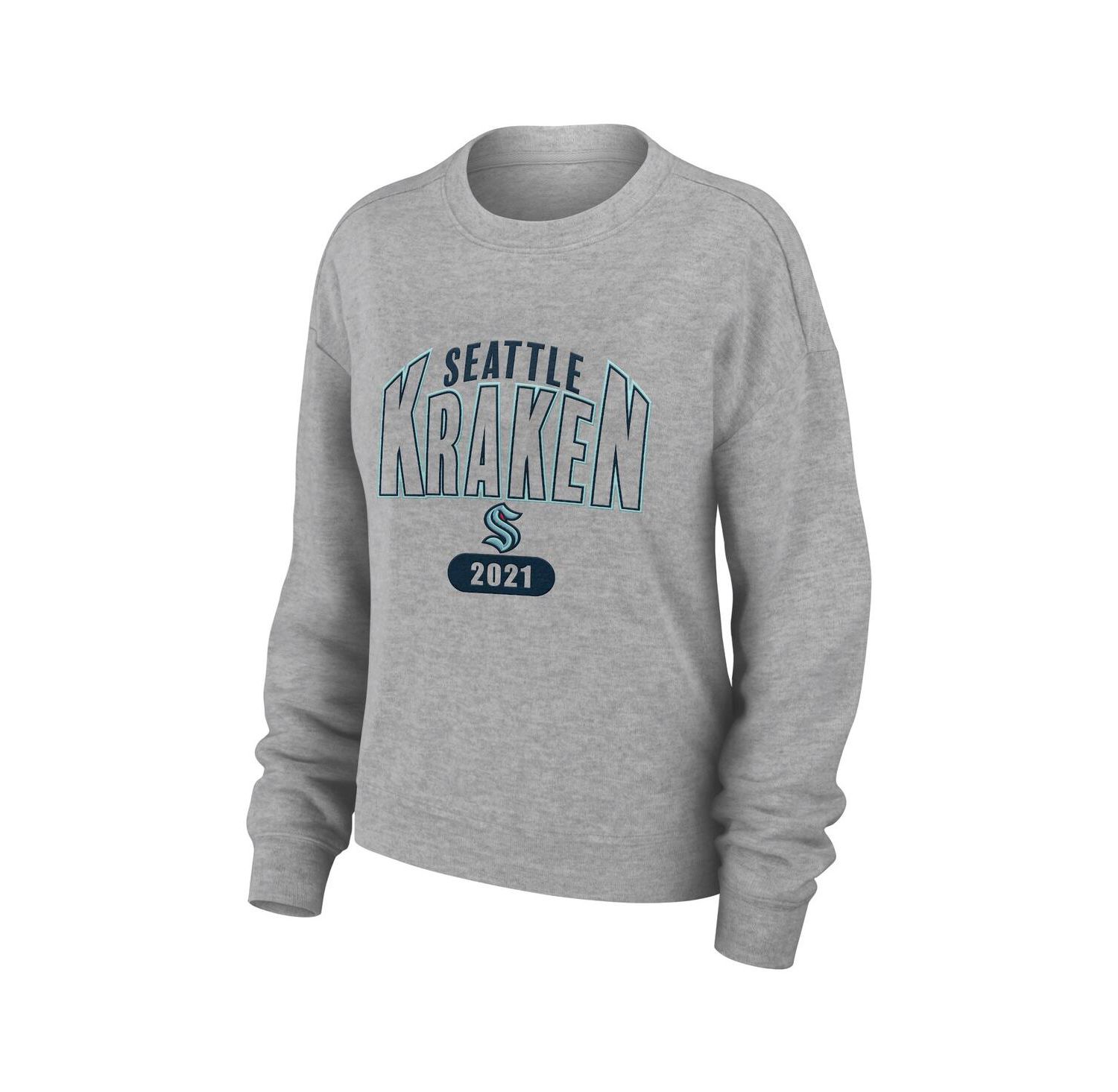 Women's 2-Piece Heather Gray Seattle Kraken Knit Long Sleeve Tri-Blend T-Shirt and Pants Sleep Set