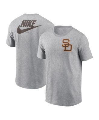 Nike - Men's Heather Gray San Diego Padres Cooperstown Collection Large Logo 2-Hit T-Shirt
