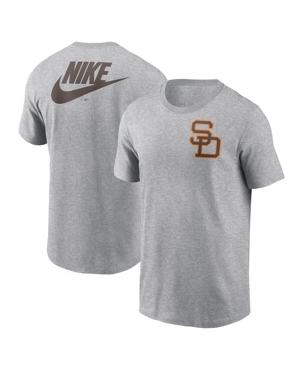 Nike Men's Heather Gray San Diego Padres Cooperstown Collection Large Logo 2-hit T-shirt In Gray