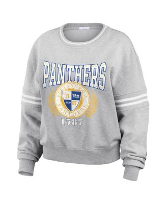 Women's Heather Gray Pitt Panthers Classic Stripe Pullover Sweater
