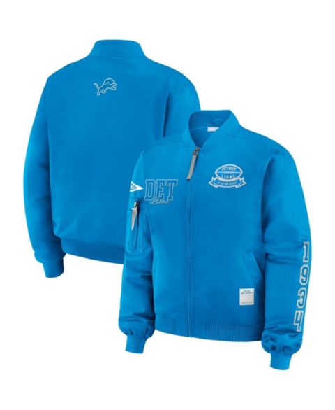 Женские куртки WEAR by Erin Andrews Women's Blue Detroit Lions Patch Full-Zip Bomber Jacket