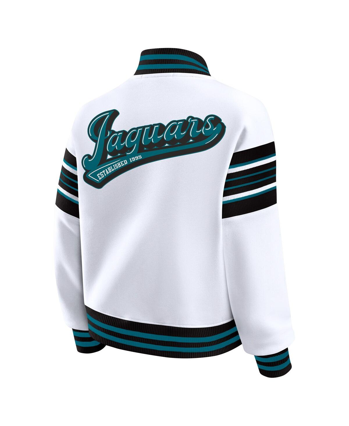 Wear by Erin Andrews Women's White Jacksonville Jaguars Full-Snap Fleece Sweatshirt Jacket
