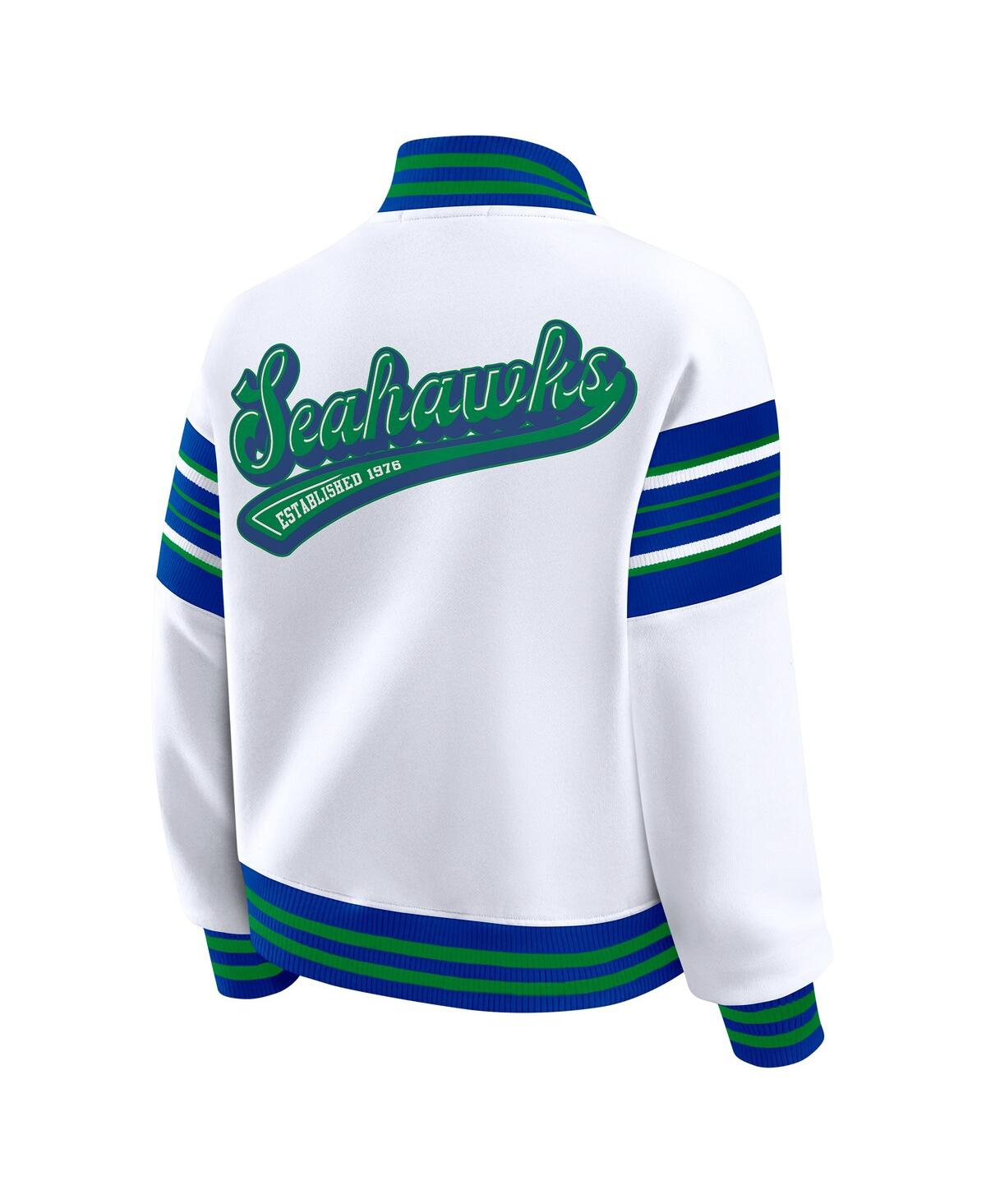 Wear By Erin Andrews White Seattle Seahawks Full-snap Fleece Sweatshirt Jacket In Multi