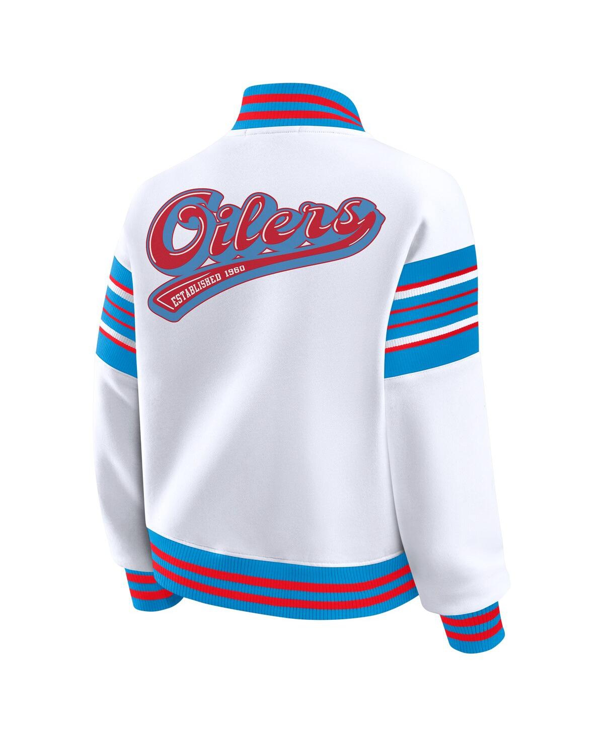 Wear By Erin Andrews Women's White Tennessee Titans Full-snap Fleece Sweatshirt Jacket In Multi