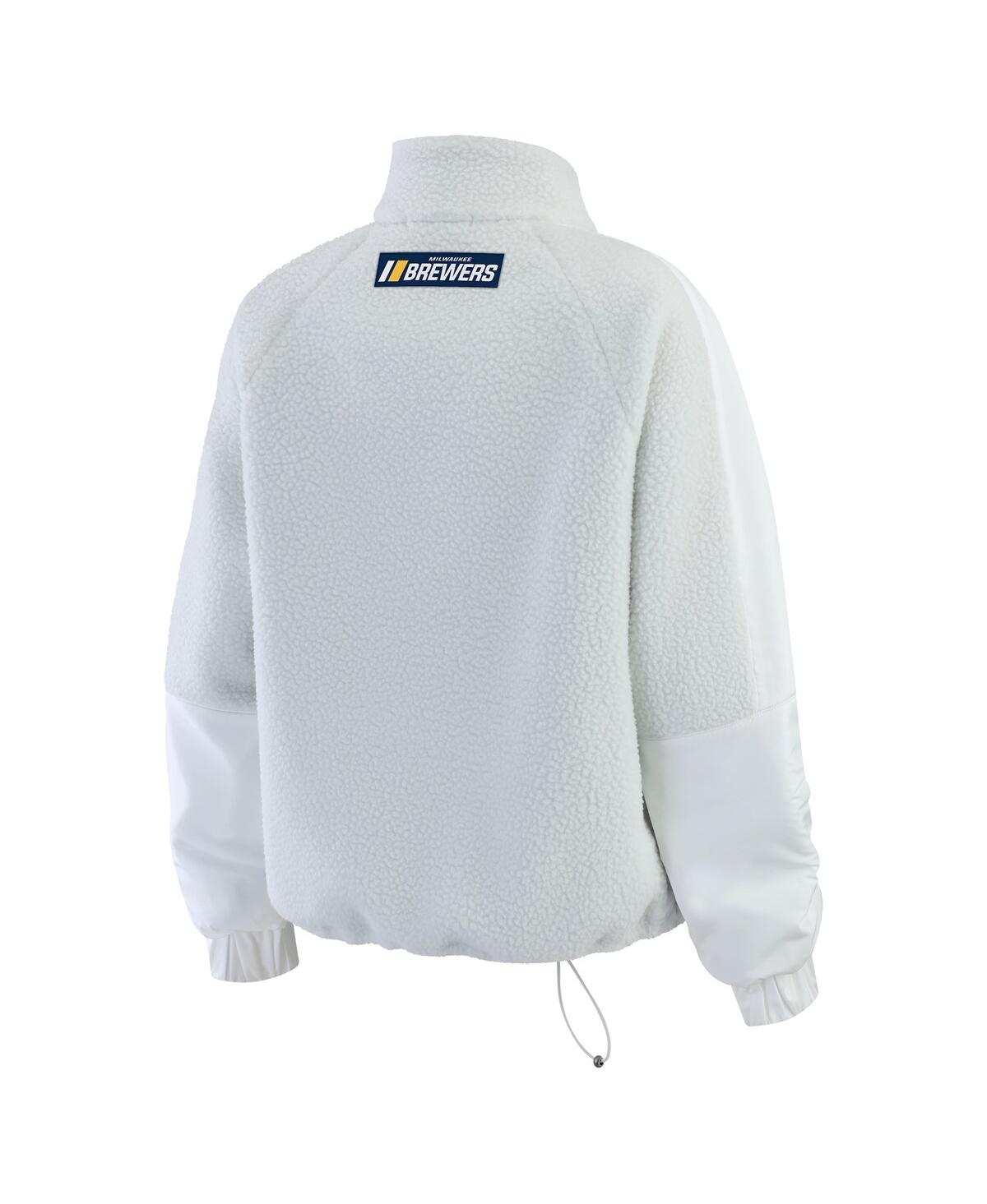 Wear By Erin Andrews Women's Gray Chicago Cubs Polar Fleece Quarter-zip Jacket In Multi