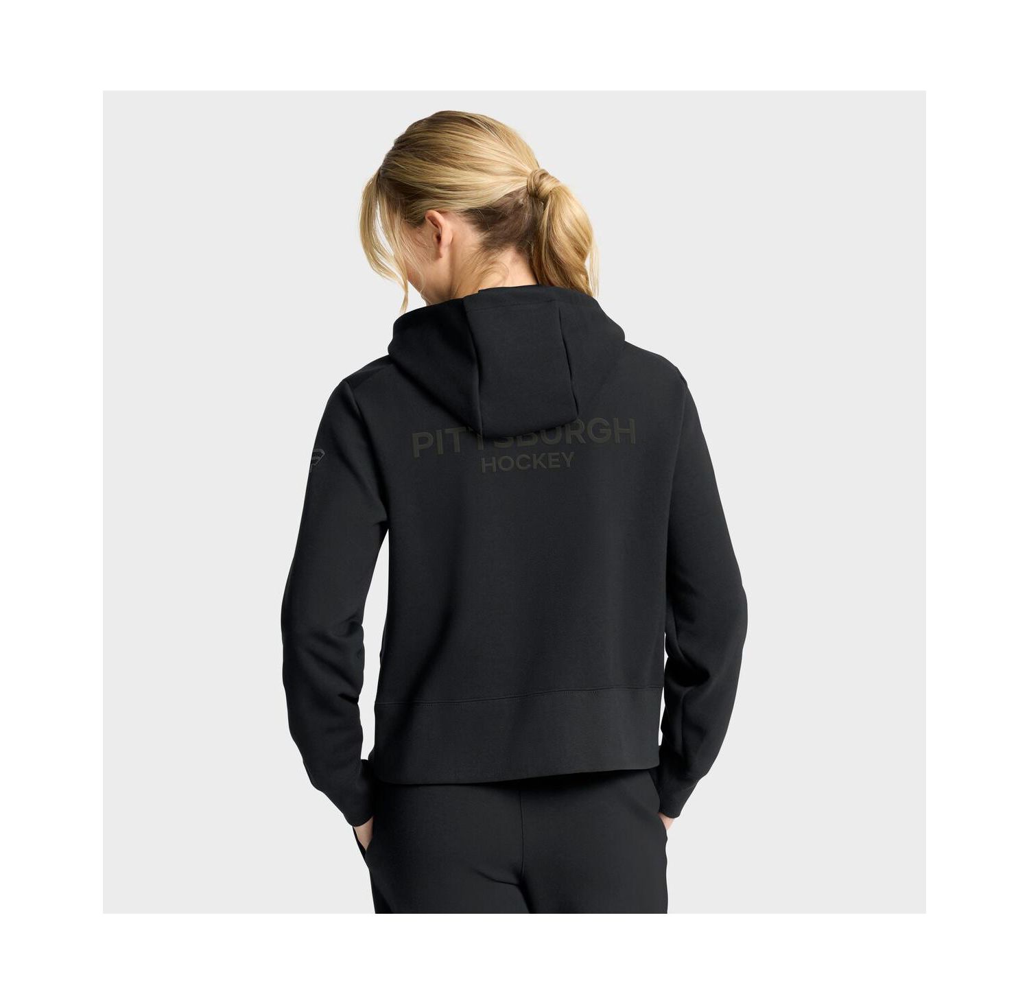 Women's Black Pittsburgh Penguins Authentic Pro Road Tri-Blend Quarter-Zip Hoodie