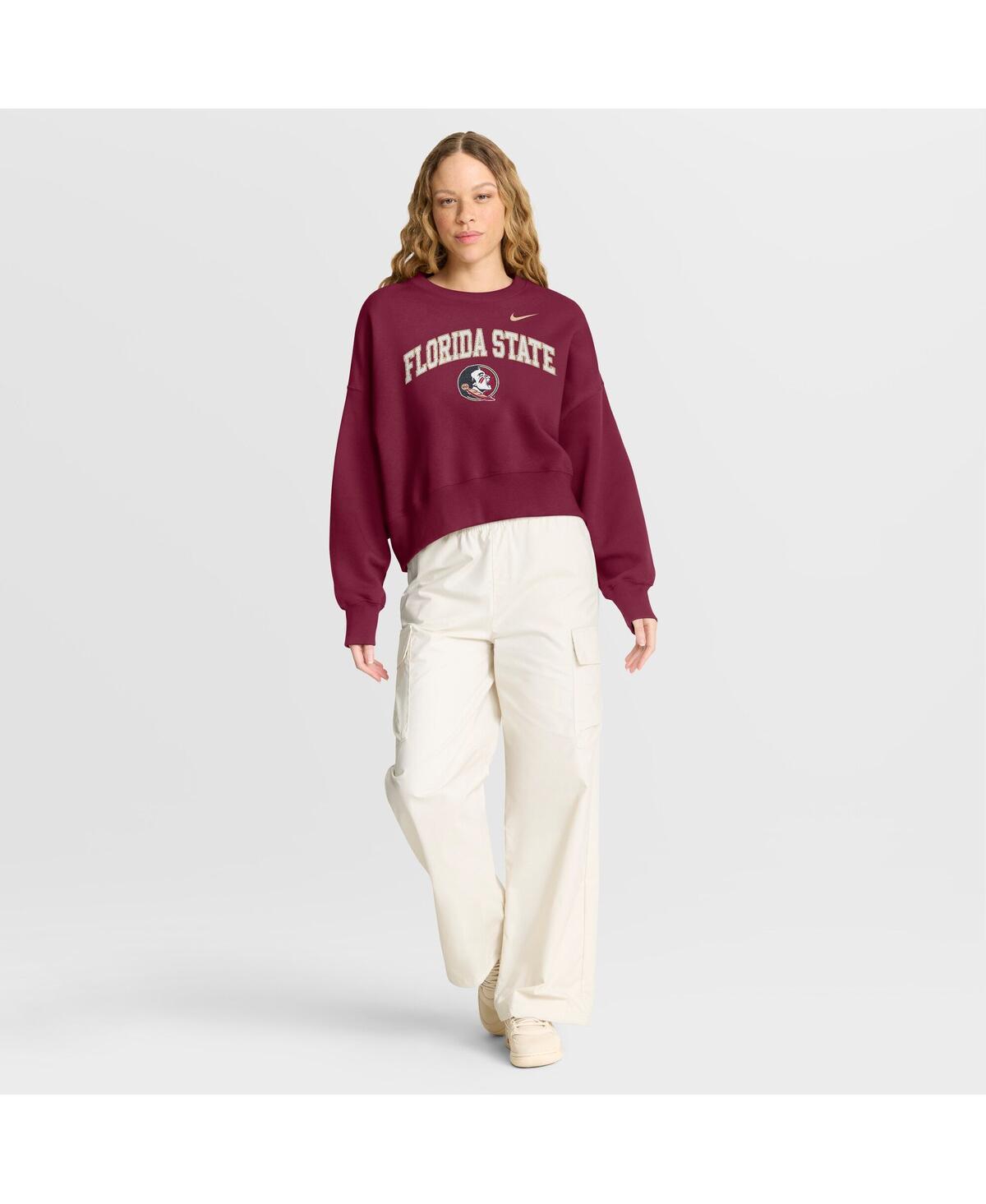 Nike Women's Garnet Florida State Seminoles Oversized Phoenix Arch Pullover Sweatshirt In Multi