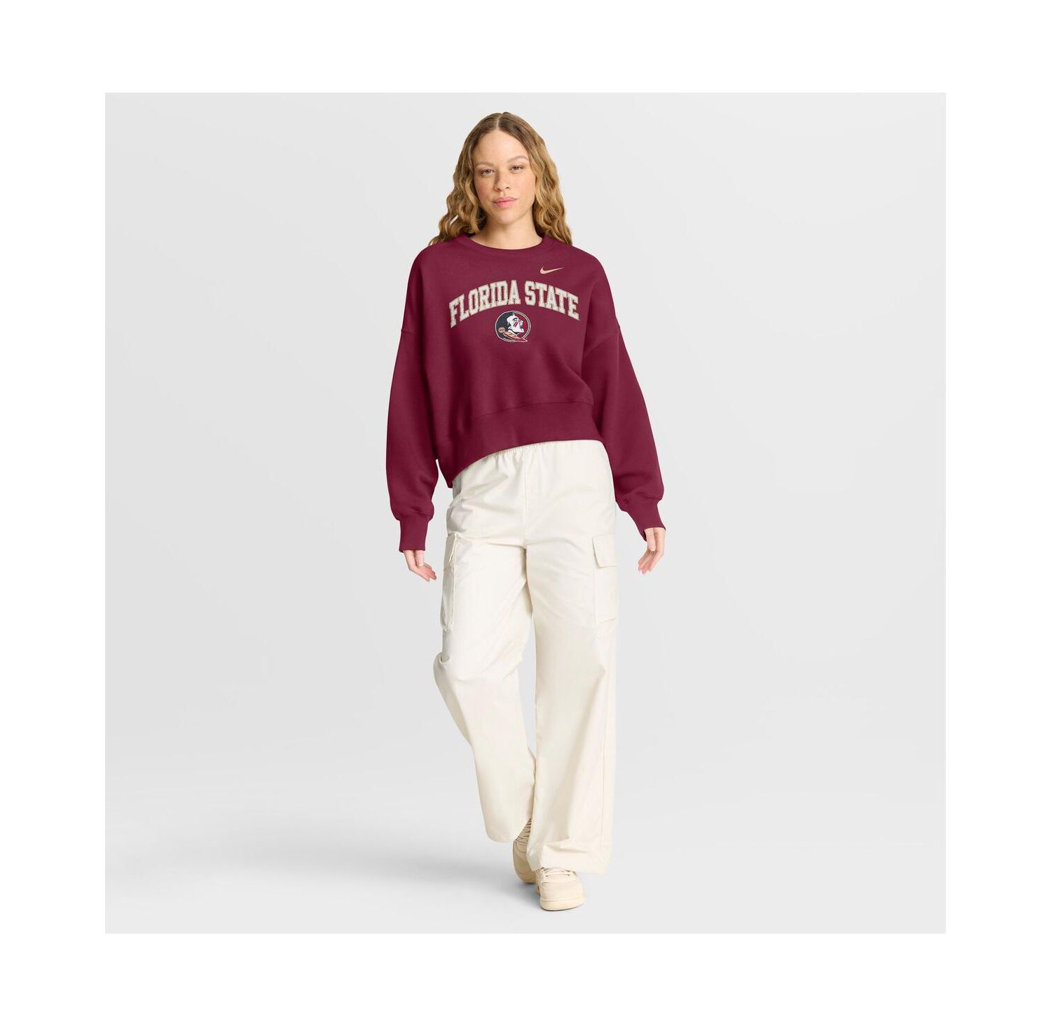 Women's Garnet Florida State Seminoles Oversized Phoenix Arch Pullover Sweatshirt