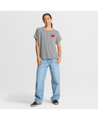 Women's Heather Gray Buffalo Bills Oversized&nbsp;Hometown Premium Henley Shirt