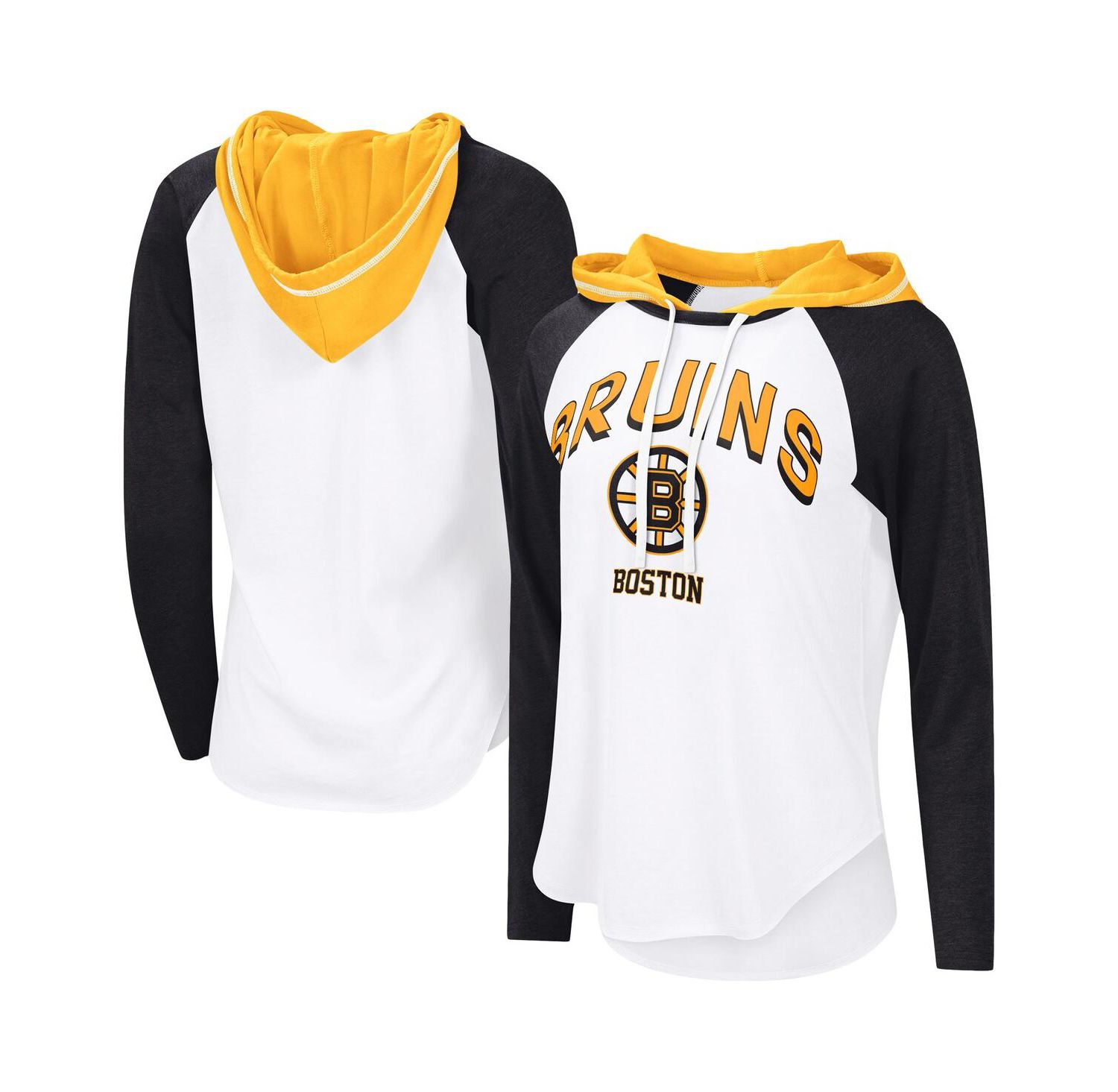Women's Banks White Boston Bruins VIP Raglan Long Sleeve Hoodie T-Shirt