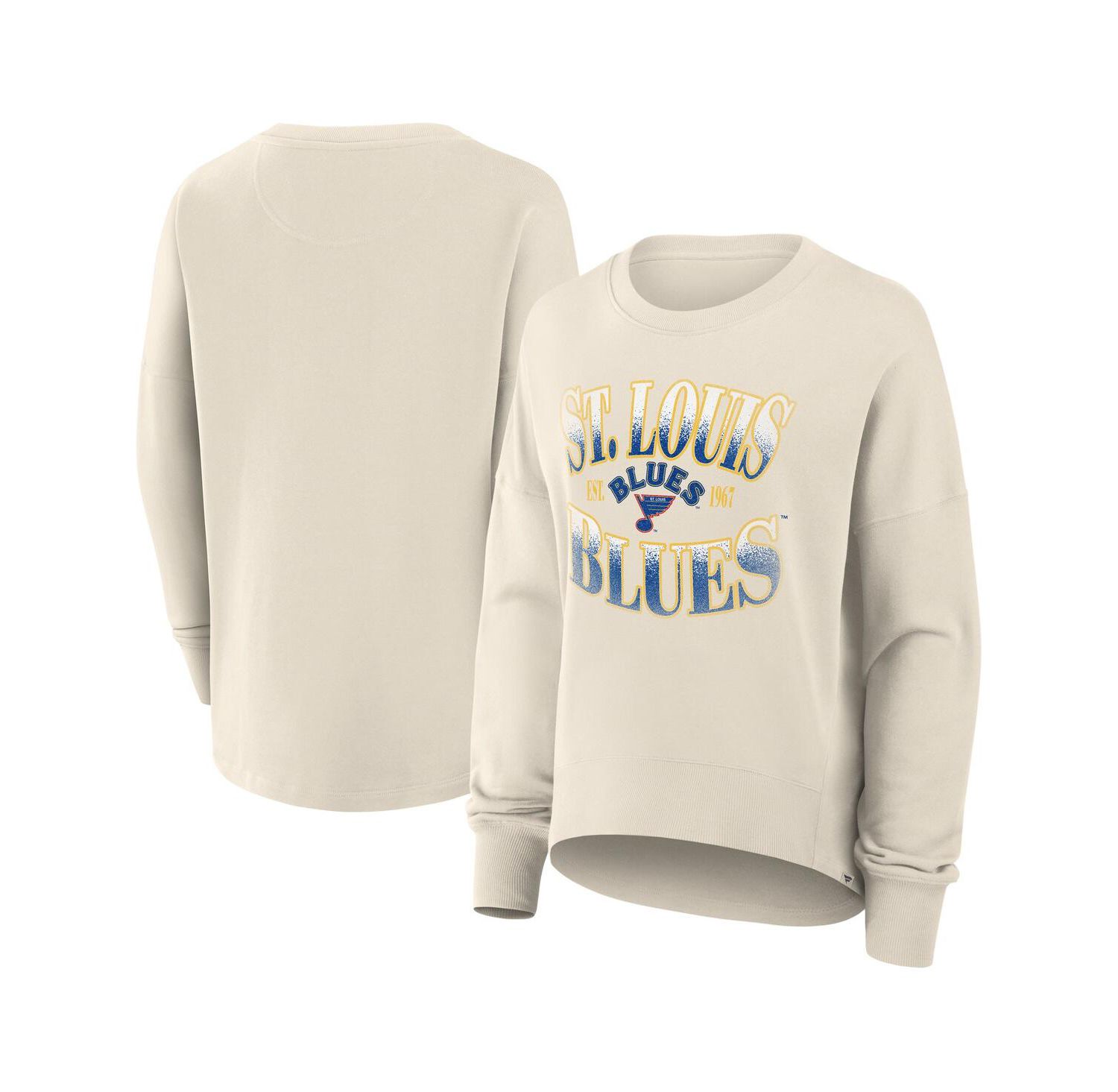 Women's Cream St. Louis Blues Oversized Vintage Slice Pullover Sweatshirt