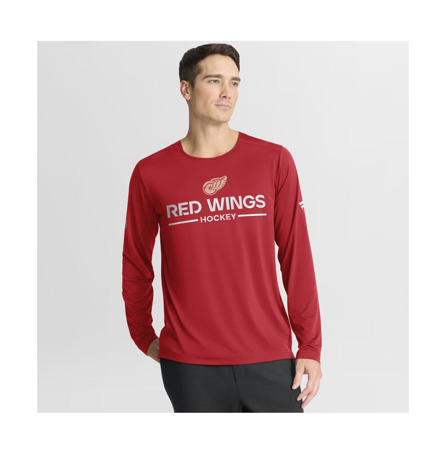 Мужская футболка Fanatics Red Detroit Red Wings Authentic Pro Centennial Rink Tech Long Sleeve — фото 1