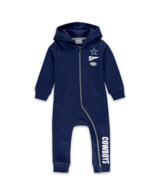 Baby Boys and Girls Newborn Navy Dallas Cowboys Hooded Fleece Coverall