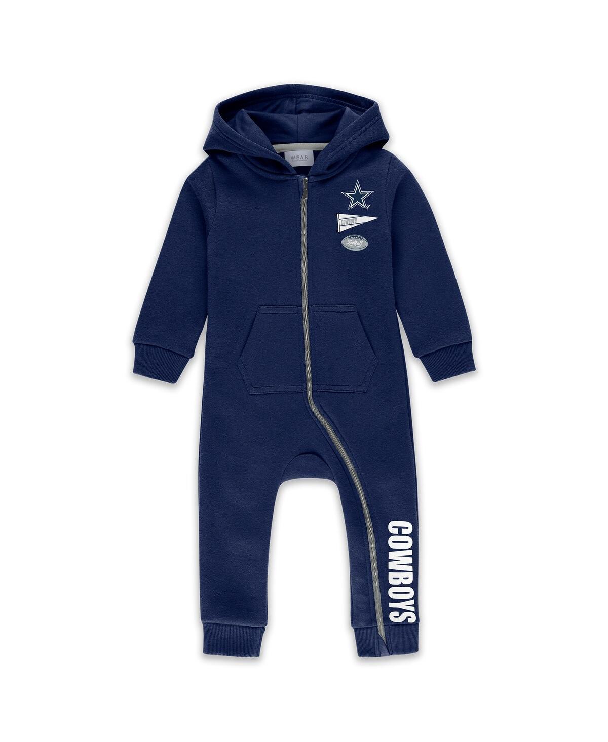 Wear by Erin Andrews Baby Boys and Girls Newborn Navy Dallas Cowboys Hooded Fleece Coverall