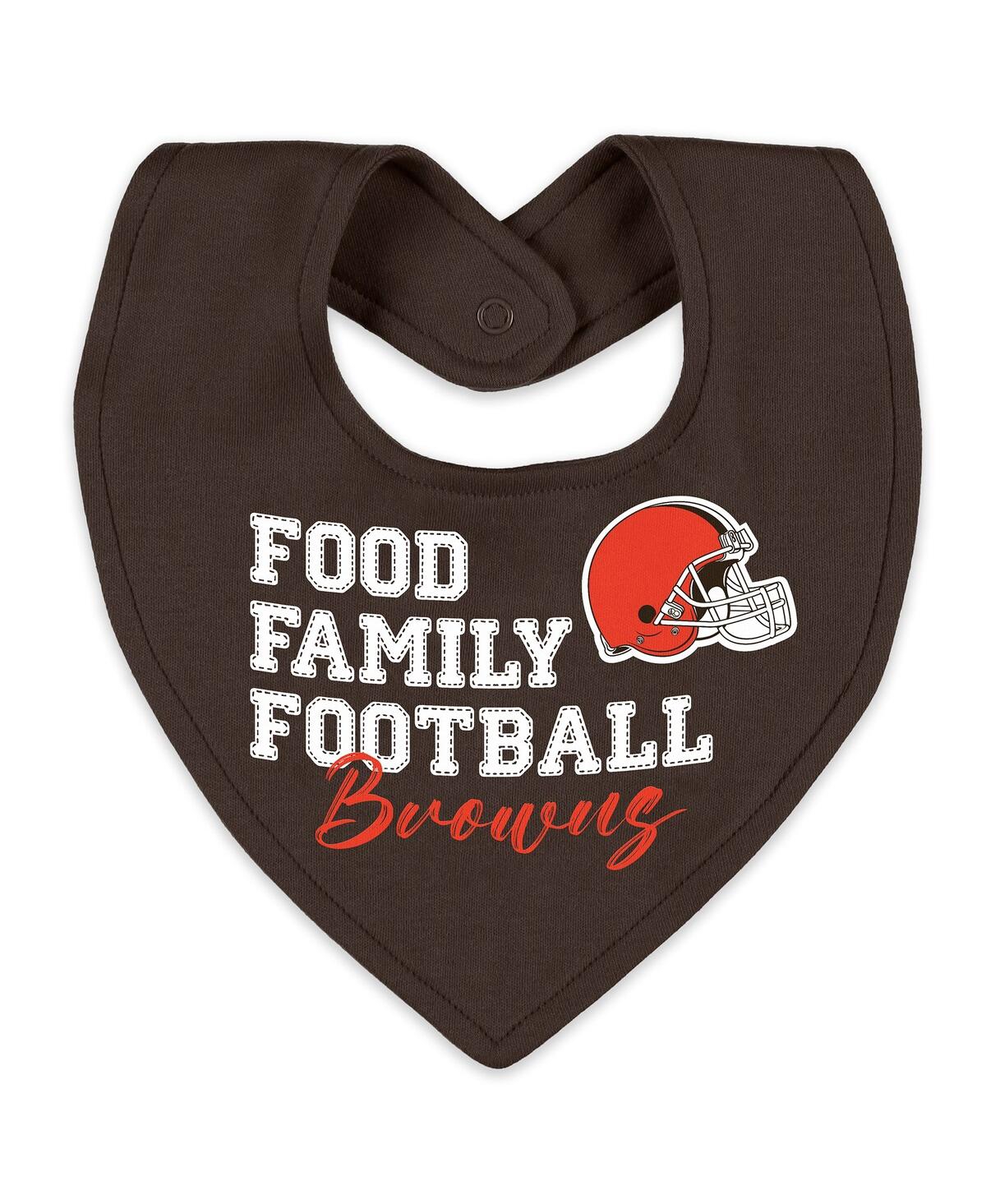Wear by Erin Andrews Baby Boys and Girls Newborn Cleveland Browns Sleep and Play Full-Zip Sleeper Bib Set