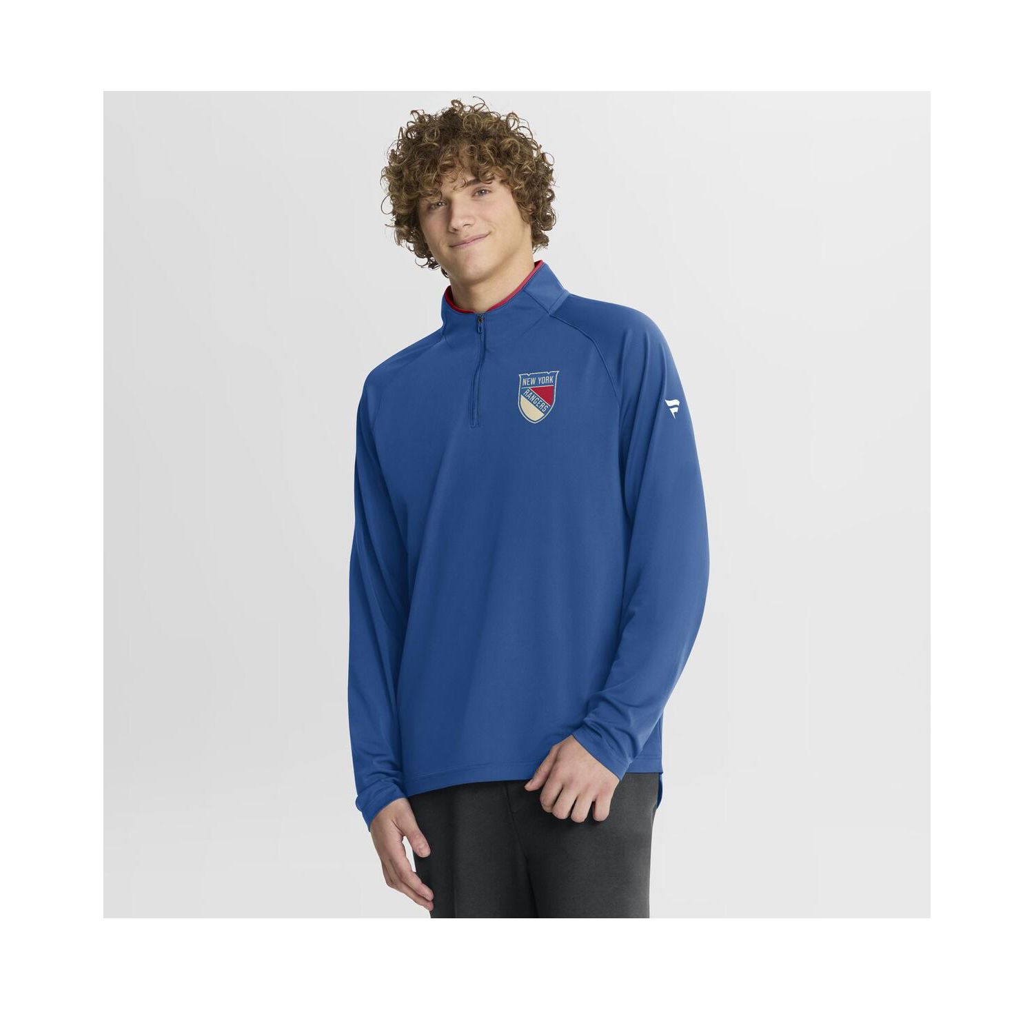 Men's Blue New York Rangers Authentic Pro Rink Training Centennial Raglan Quarter-Zip Pullover Sweatshirt