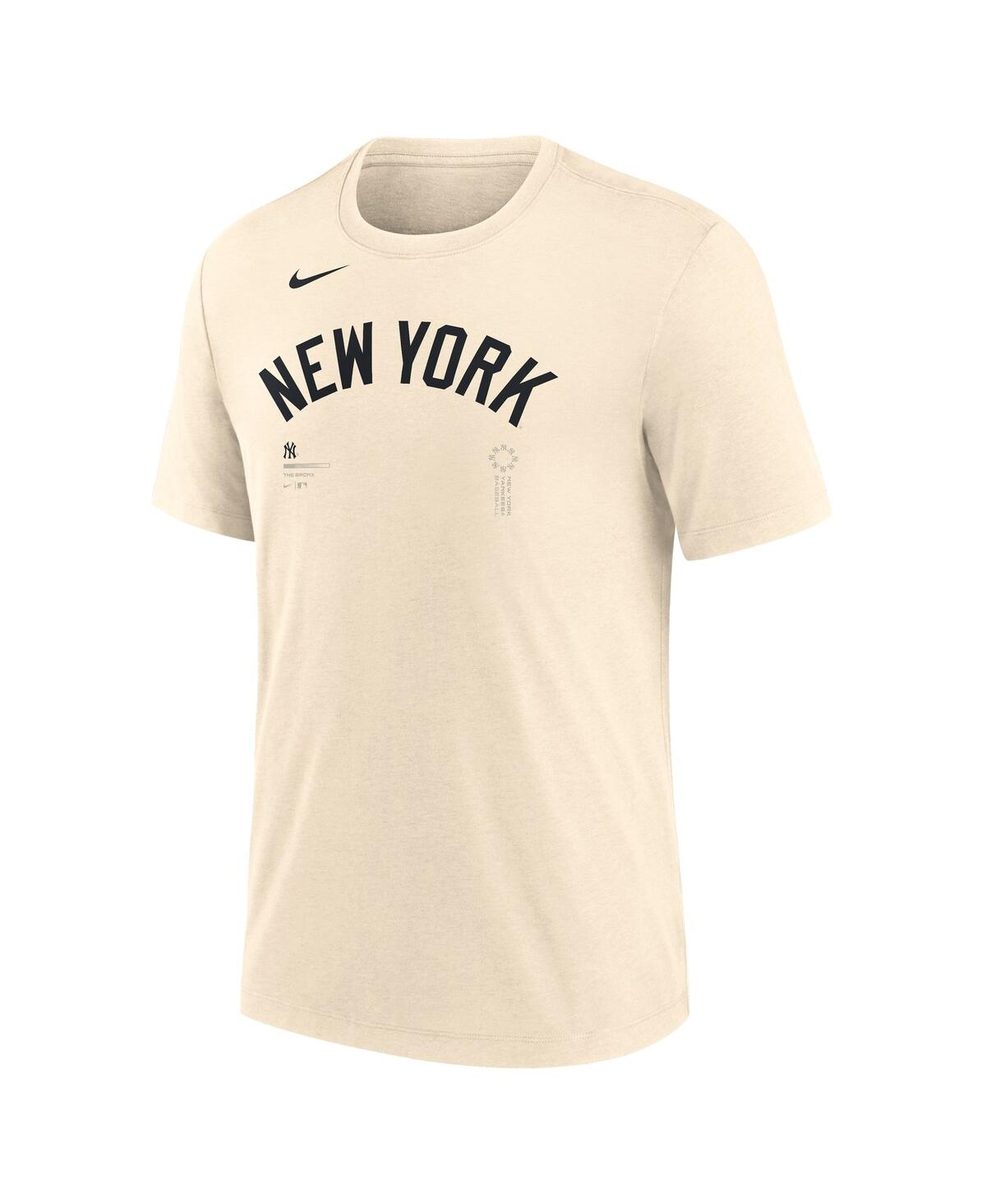 Nike Men's Natural New York Yankees Wordmark Tri-blend T-shirt In Neutral