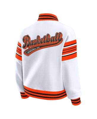 Women's White/Orange WNBA Full-Snap Fleece Sweatshirt Jacket