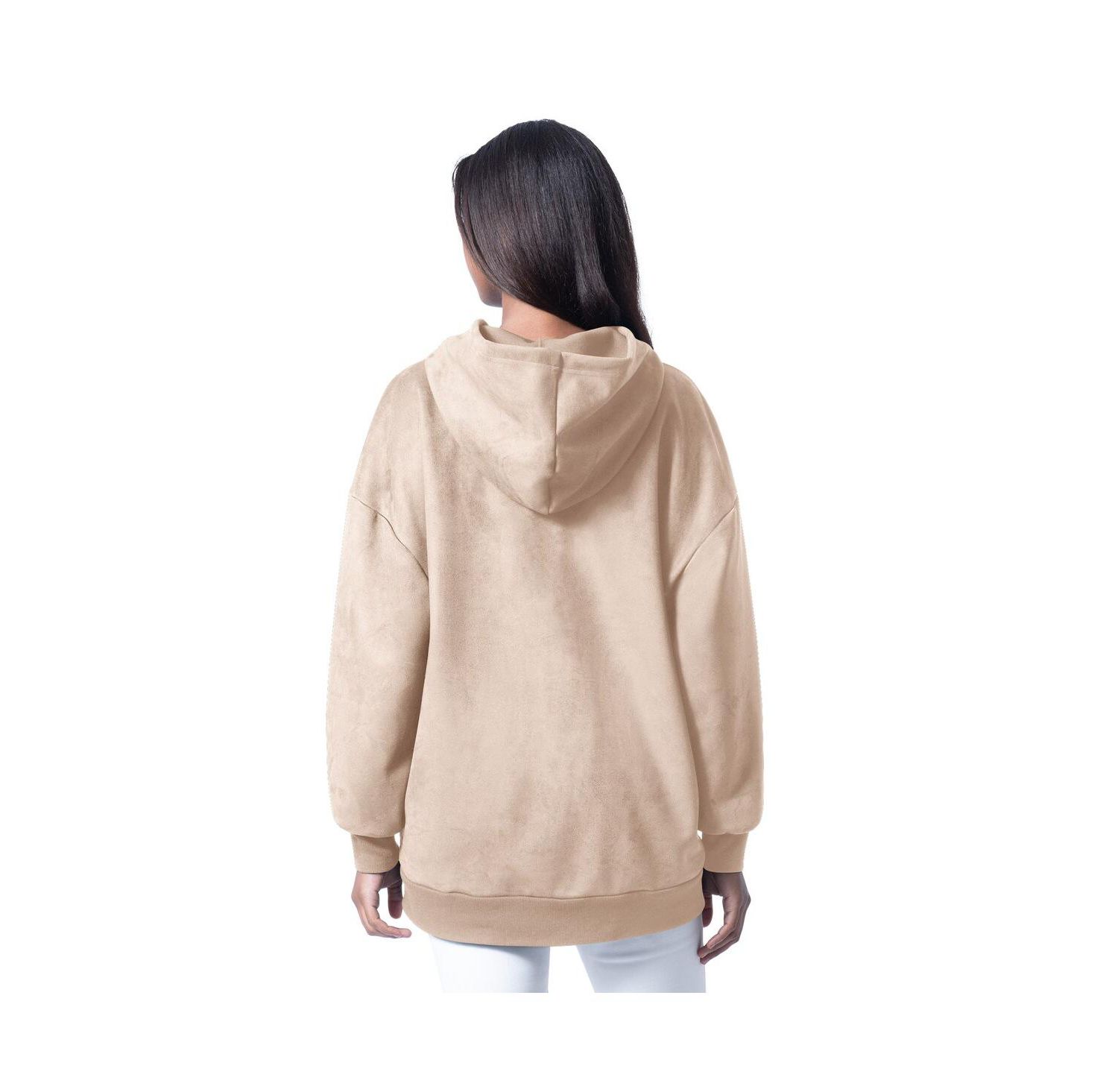 Women's Cream Detroit Lions Best Hitter Oversized Tunic Pullover Hoodie