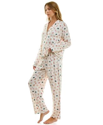 Women's Long Sleeve Top and Bottom 2-Piece Notch Collar Set