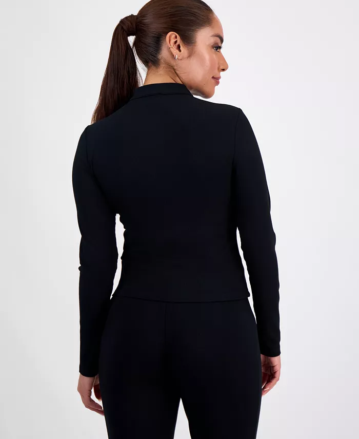 Petite Mock-Neck Zip-Front Top - thumbnail 4