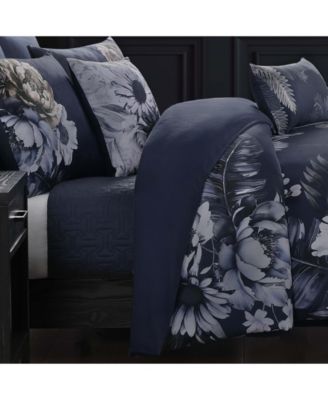 Forget Me Not 100% Cotton Sateen 5 Piece Reversible Comforter Set, Queen