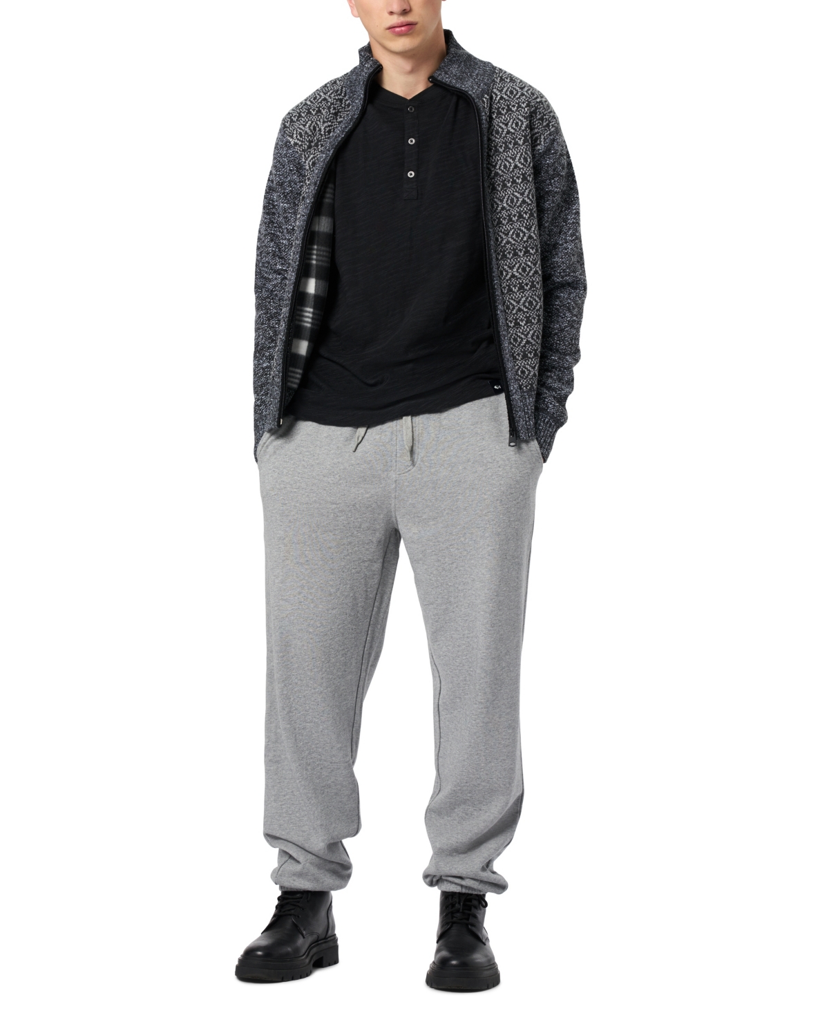 Buffalo David Bitton Men's Wintor Relaxed Colorblock Cable Knit Sweater In Gray