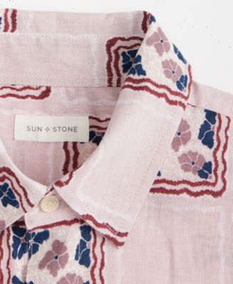 Men's Short Sleeve Mosaic Print Button-Front Shirt, Macy's Exclusive