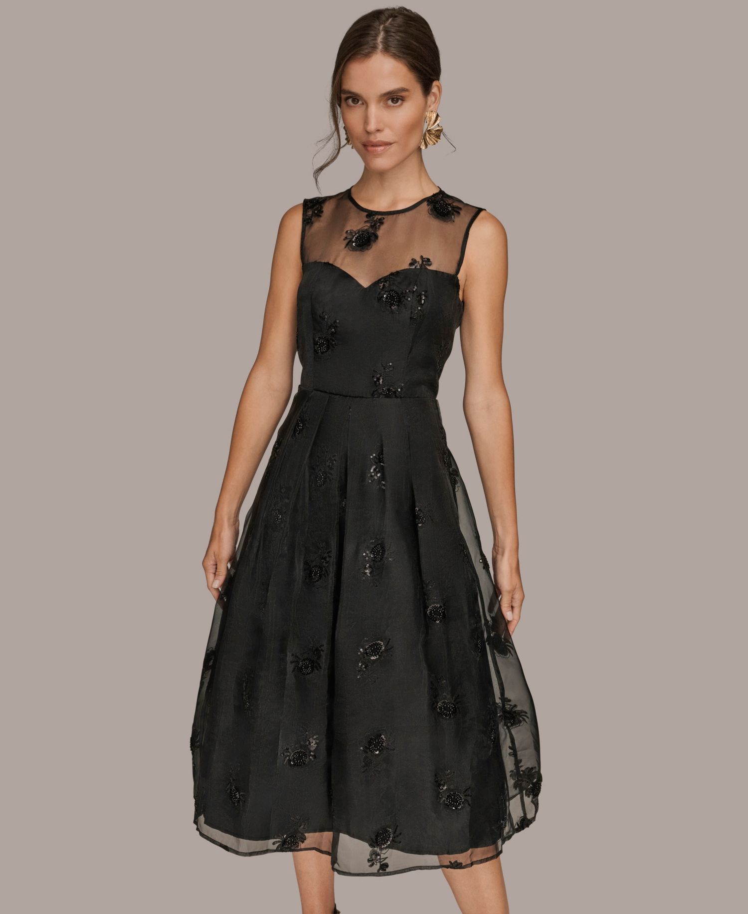 Women's Sleeveless Illusion Cocktail Dress