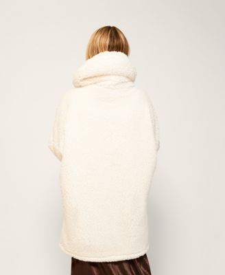 Hooded Sherpa Button Front Lounger Jacket