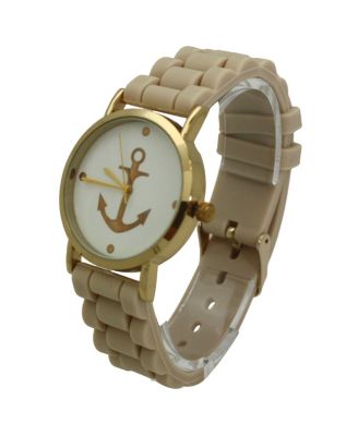Cream Anchor Emblem Silicone Band Watch