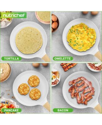 17.3” Non-Stick Crepe Pan with Wooden Spreader (NCMKCP0024WT) - White Cream Marble