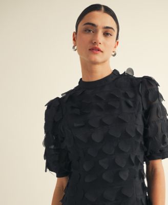 Women’s Crew Neck Puff Sleeve Mini Dress