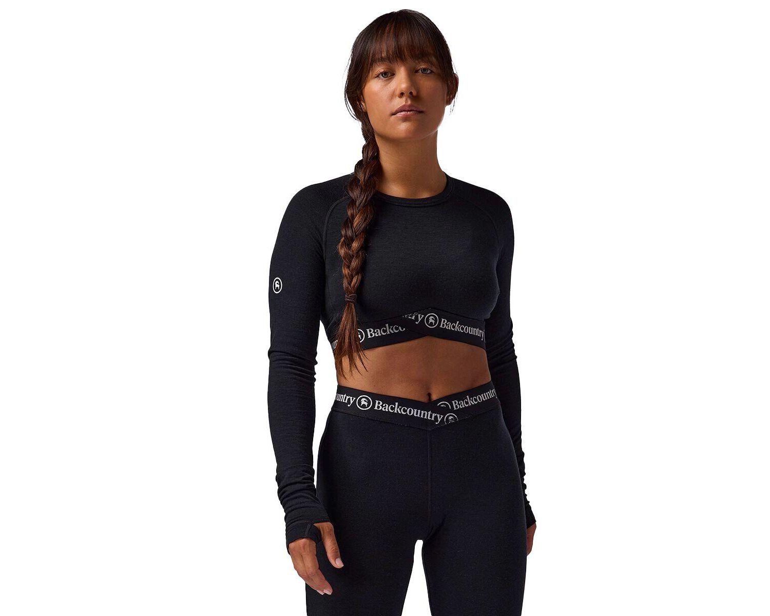 Women's BGA Cedars Merino Lt-Wt Baselayer Cropped Crew Top- Lightweight Long Underwear Tops