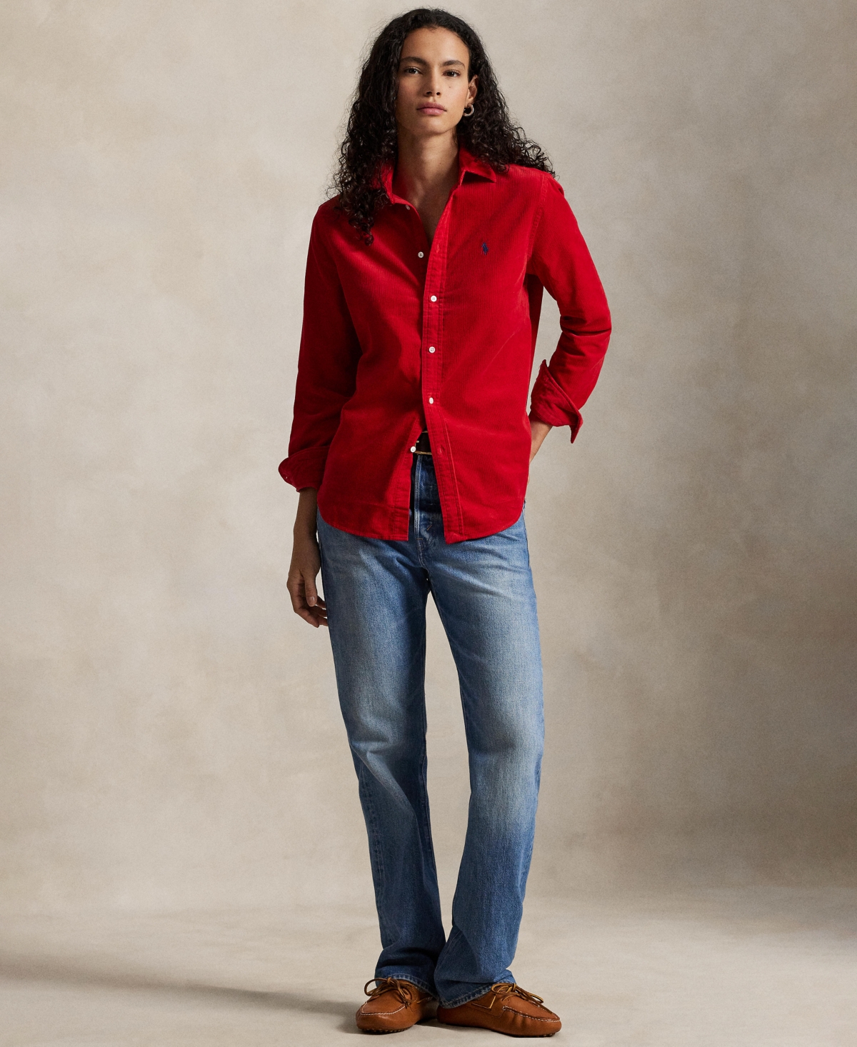 Polo Ralph Lauren Women's Classic-fit Cotton Corduroy Shirt In Red
