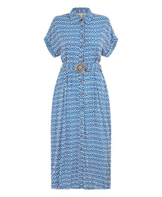 Women's Belted Midi Shirt Dress