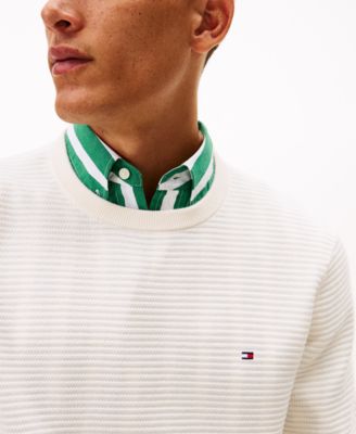 Men's Textured Cotton Crewneck Sweater