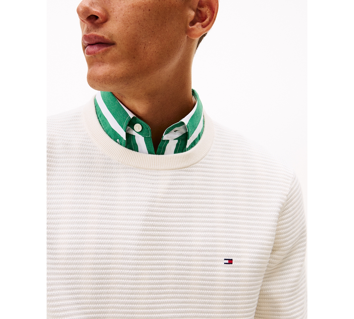Tommy Hilfiger Men's Crewneck Seasonal Sweater In White