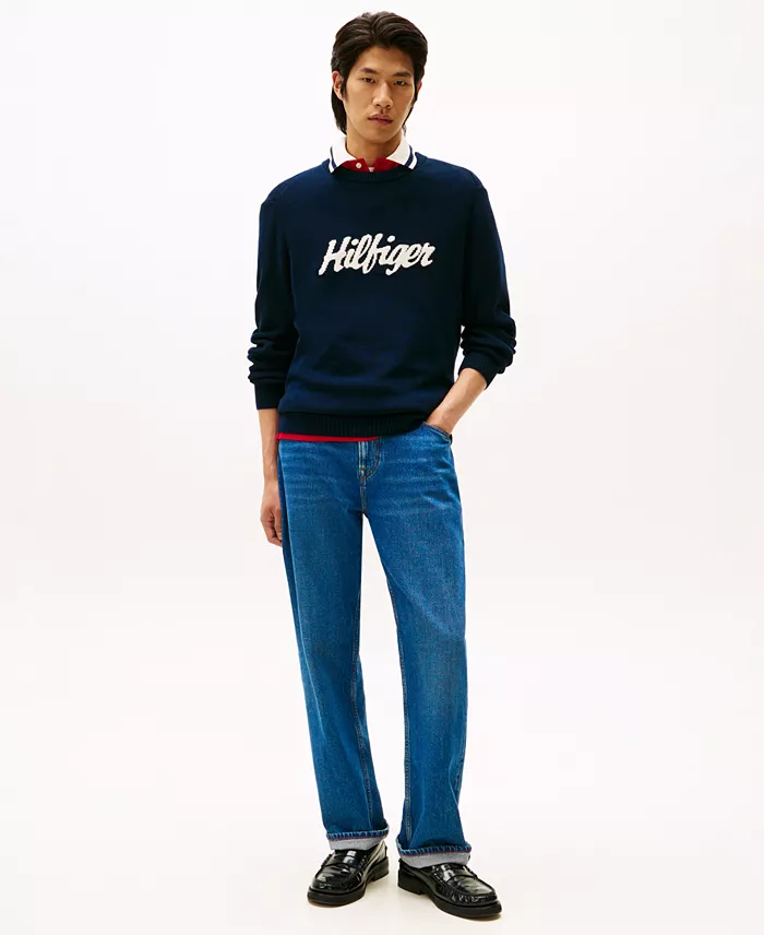 Men's Crewneck Logo Intarsia Graphic Sweater - thumbnail 6