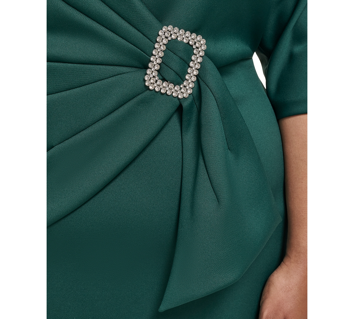 Eliza J Plus Size V-neck Scuba Midi Dress In Green