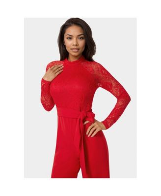 Women's Lace and Bodice Straight Leg Jumpsuit