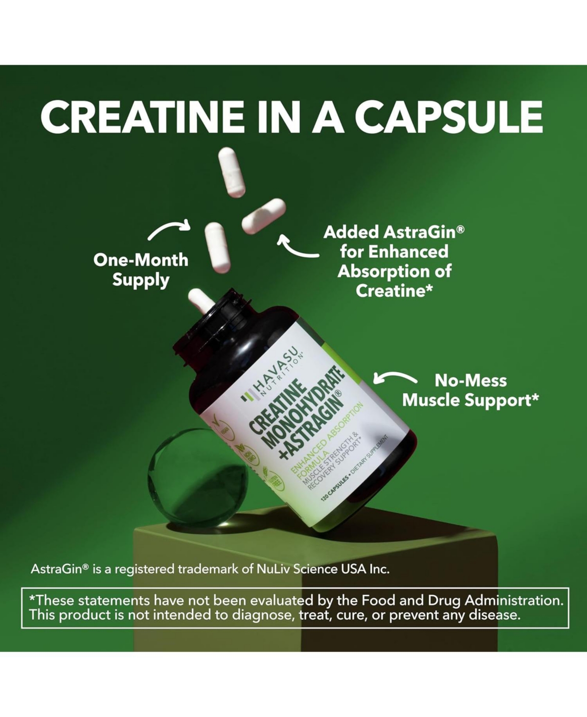 Havasu Nutrition Creatine + AstraGin Capsules, 120ct