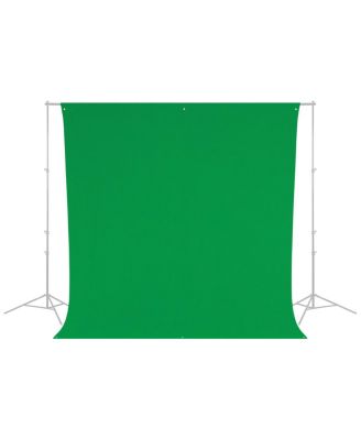 Photo Basics 9' x 10' Green Screen Cotton Background - Bundle With Flashpoint 10' Background Support System