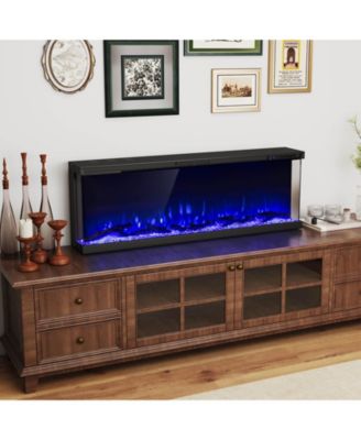 50" 3-Sided Electric Fireplace Insert with Remote Control, Adjustable Thermostat, and Wall-Mount or Recessed Installation