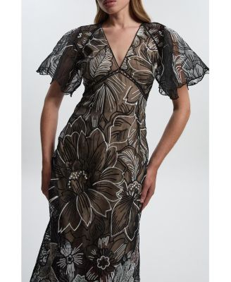 Women's Sequin Organdie Woven Maxi Dress