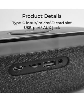 10W Bluetooth Stereo Speaker-Alarm Clock, Wireless Charging, RGB light