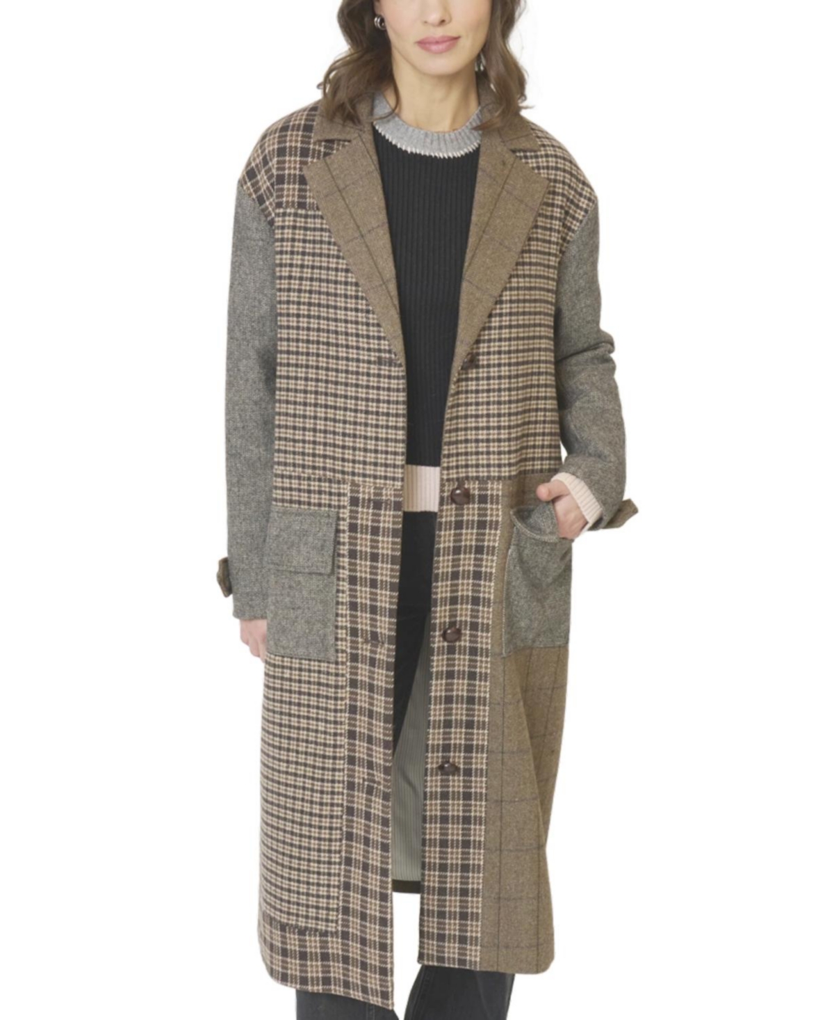 Central Park West Women's Raven Patchwork Long Coat