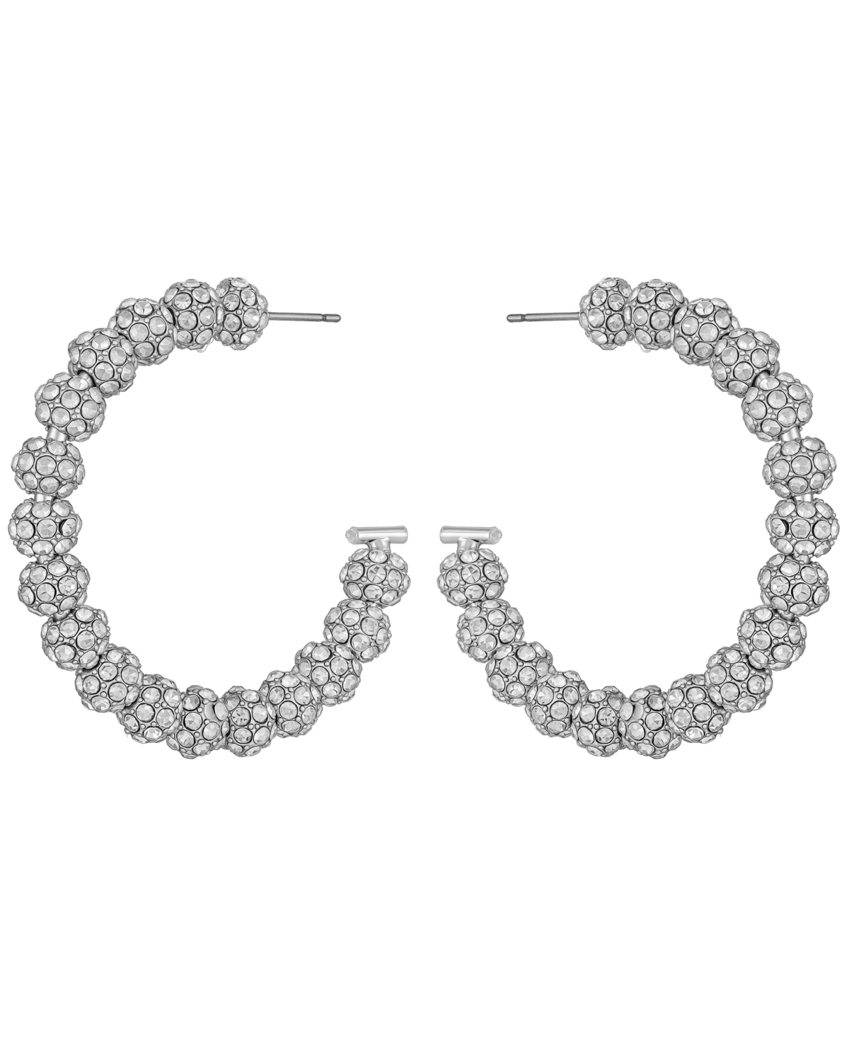 Guess Rhinestones Beaded C-hoop Earrings (also In Silver-tone) In Silver