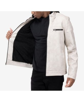 Men's PU Leather Jacket With Hood And Faux Shearling Lining