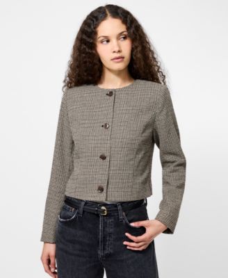 French Connection - Women's Houndstooth Long Sleeve Jacket